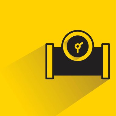 Sarı arkaplanda gölgesi olan gösterge ve valf simgesi