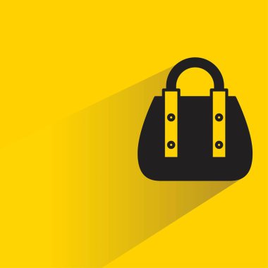 Sarı arkaplanda gölgesi olan el çantası simgesi