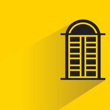 Sarı arkaplanda gölgesi olan kemer pencere simgesi
