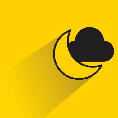 Sarı arkaplanda gölgesi olan ay ve bulut simgesi