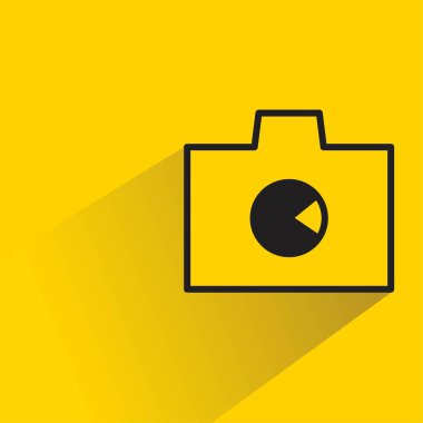 camera icon with shadow on yellow background