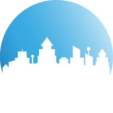 Blue Circle Illustration 'da City Skyline