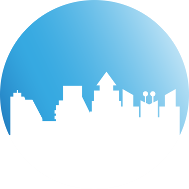 Blue Circle Illustration 'da City Skyline