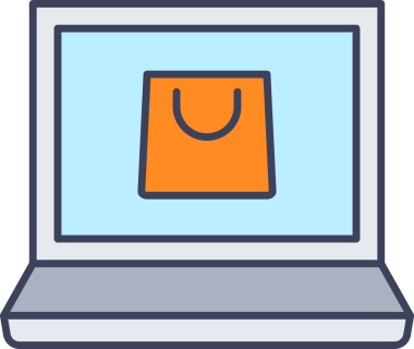 Laptop ve Alışveriş Torbası Simgesi