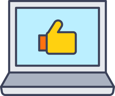 Dizüstü bilgisayar ve Başparmak Yukarı Simgesi