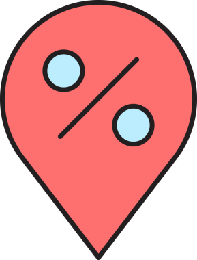 Harita Pin ve Yüzde Simgesi