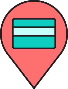 Harita İğnesi ve Kredi Kartı Simgesi