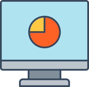 Masaüstü Bilgisayarı ve Pasta Çizelgesi Simgesi