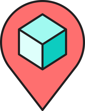 Harita Pin ve Küp Simgesi