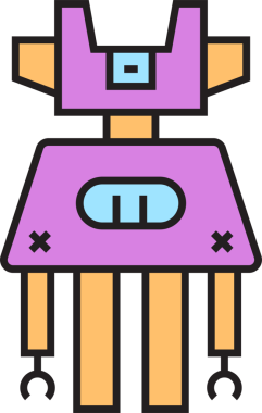 Çizgi Robot Simgesi İllüstrasyonu