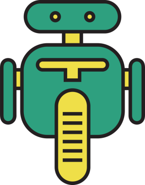 Çizgi Robot Simgesi İllüstrasyonu