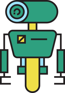 Çizgi Robot Simgesi İllüstrasyonu