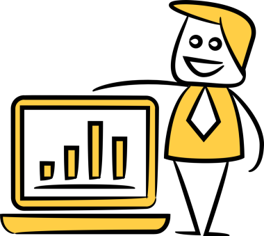İşadamı ve Bar Çizelgesi Dizüstü bilgisayar Resimlerinde