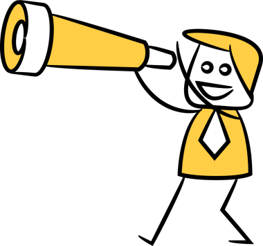 Dürbün Çizimi Kullanan İşadamı