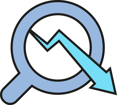 Büyüteç ve Ok Çizelgesi Simgesi