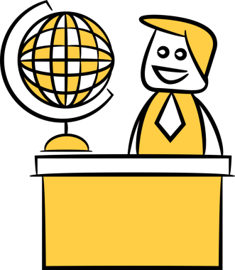 Doodle İşadamı ve Globe