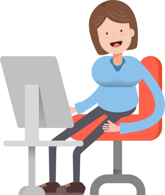 Masaüstünde Çalışan Kadın Karakteri