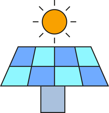 Güneş paneli ve güneş simgesi