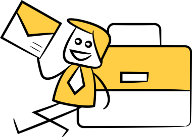 Çantalı ve Mektuplu Doodle İşadamı