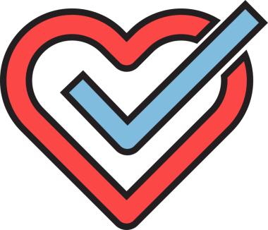 Onay işareti simgesi kalp