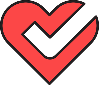 Onay işareti simgesi kalp