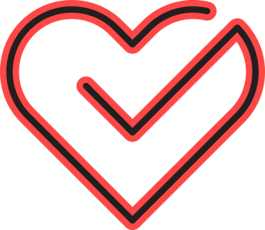 Onay işareti simgesi kalp