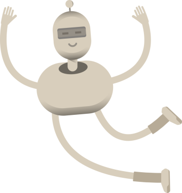 Robot Karakteri Rahatlıyor ve Zıplıyor