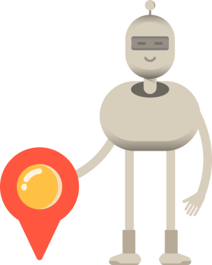 Robot Karakteri ve Konum İğnesi