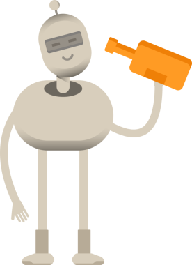 Robot Karakteri Bira İçiyor