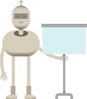 Robot Karakteri ve Beyaz Tahta