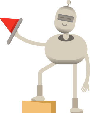 Robot Karakteri Bayrak Tutuyor