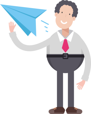 Ofis İşçisi Karakteri Kağıt Uçağı