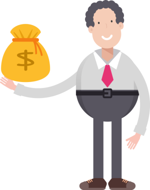 Ofis İşçisi Karakteri Dolar Çuvalı Tutuyor