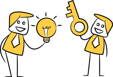 İş adamı Anahtarı ve Ampul İllüstrasyonu