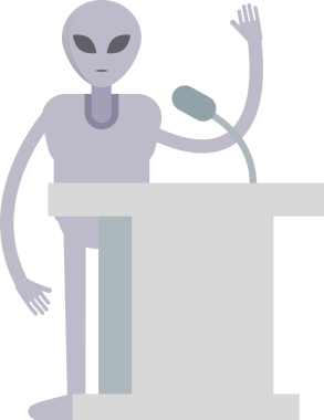 Uzaylı Karakteri Kürsüde Konuşuyor