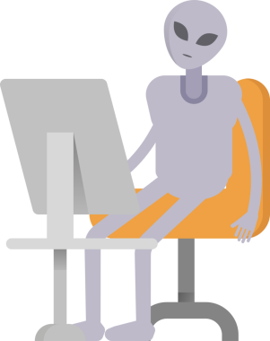 Masaüstünde Çalışan Uzaylı Karakteri