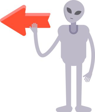 Uzaylı Karakteri ve Ok İşareti