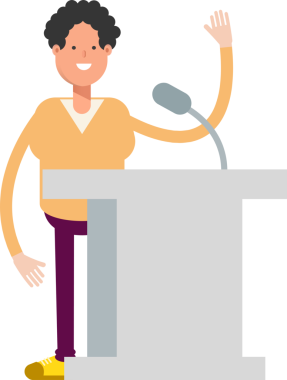 Erkek Karakteri Kürsüde Konuşuyor