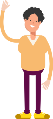 Erkek Karakteri Tek Elini Kaldırıyor