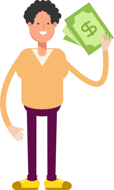 Erkek Karakteri Dolarlık Banknotlar Tutuyor