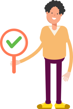 Man Karakteri Deneme İşaretini Gösteriyor