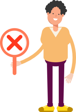 Erkek Karakteri Yanlış İşareti Gösteriyor