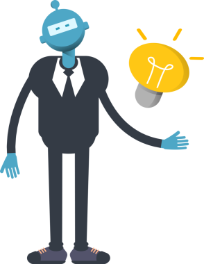 Robot İşçi Karakteri ve Ampul