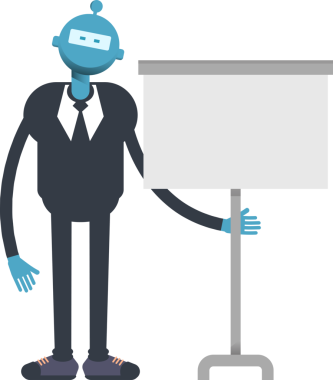 Robot İşçi Karakteri Sunar Whiteboard