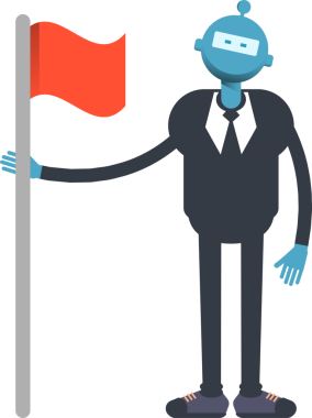 Robot İşçi Karakteri Bayrak Tutuyor