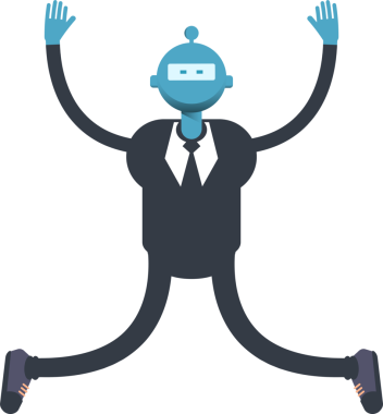 Robot İşçi Karakteri Rahatlıyor ve Zıplıyor