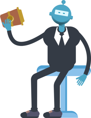 Robot İşçi Karakteri Kahve İçiyor