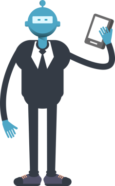 Akıllı Telefonla Konuşan Robot İşçi Karakteri