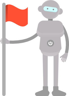 İnsansı Robot Karakteri Bayrak Tutuyor