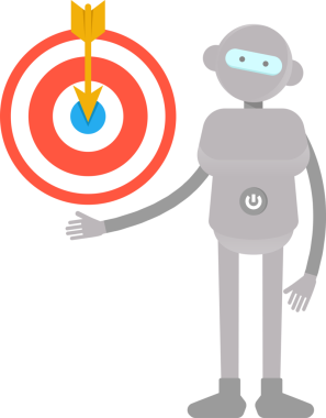 İnsansı Robot Karakteri Dart Tutuyor